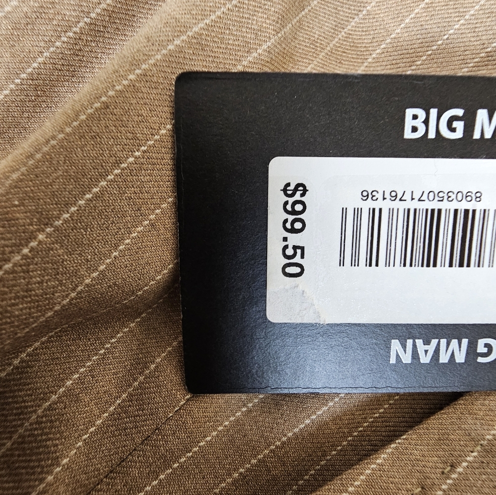 Murano Big & Tall Man Dress Pants Zac Pleated Brown Pinstriped 44x30 - Picture 13 of 13